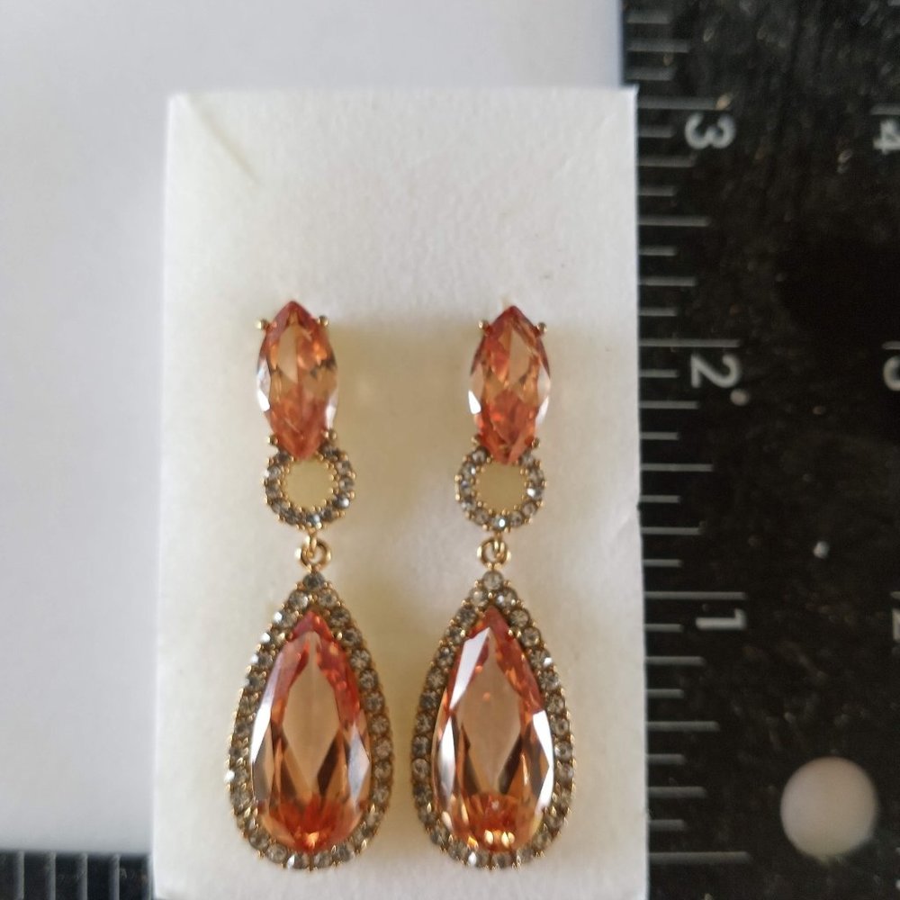 Simulated Champagne Diamond, White Austrian Earri